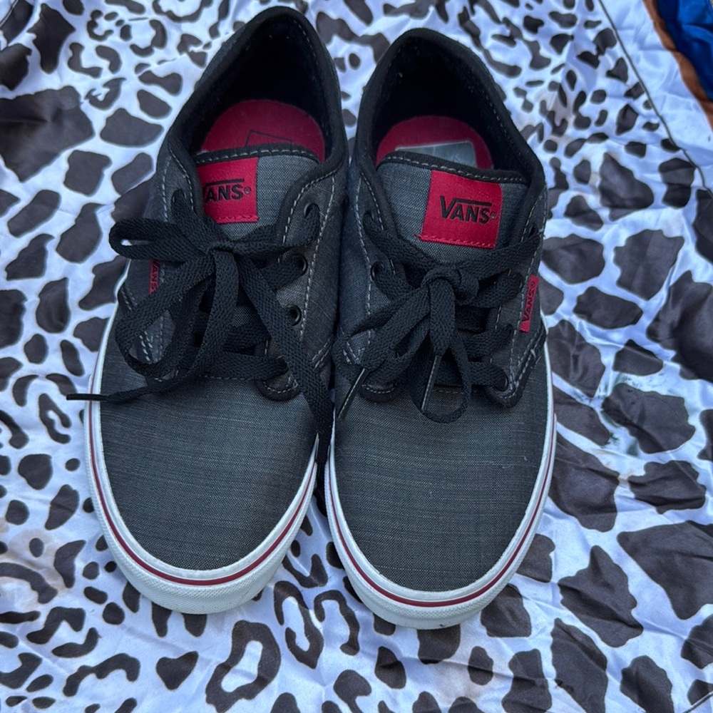 Vans Grey and Red Sneakers Classic Low-Top Design